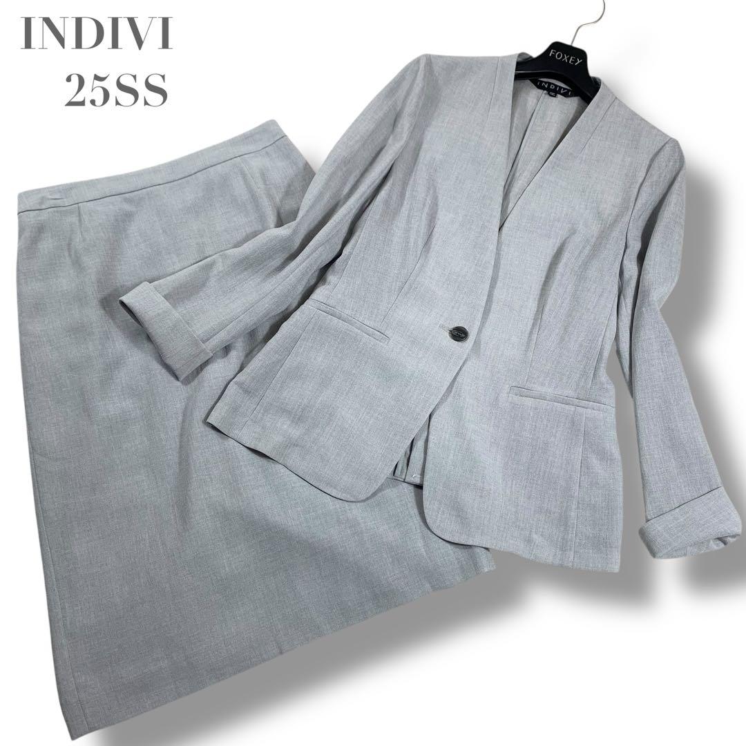 未使用級/25SS✨INDIVI セットアップ ノーカラー トリアセテート混38