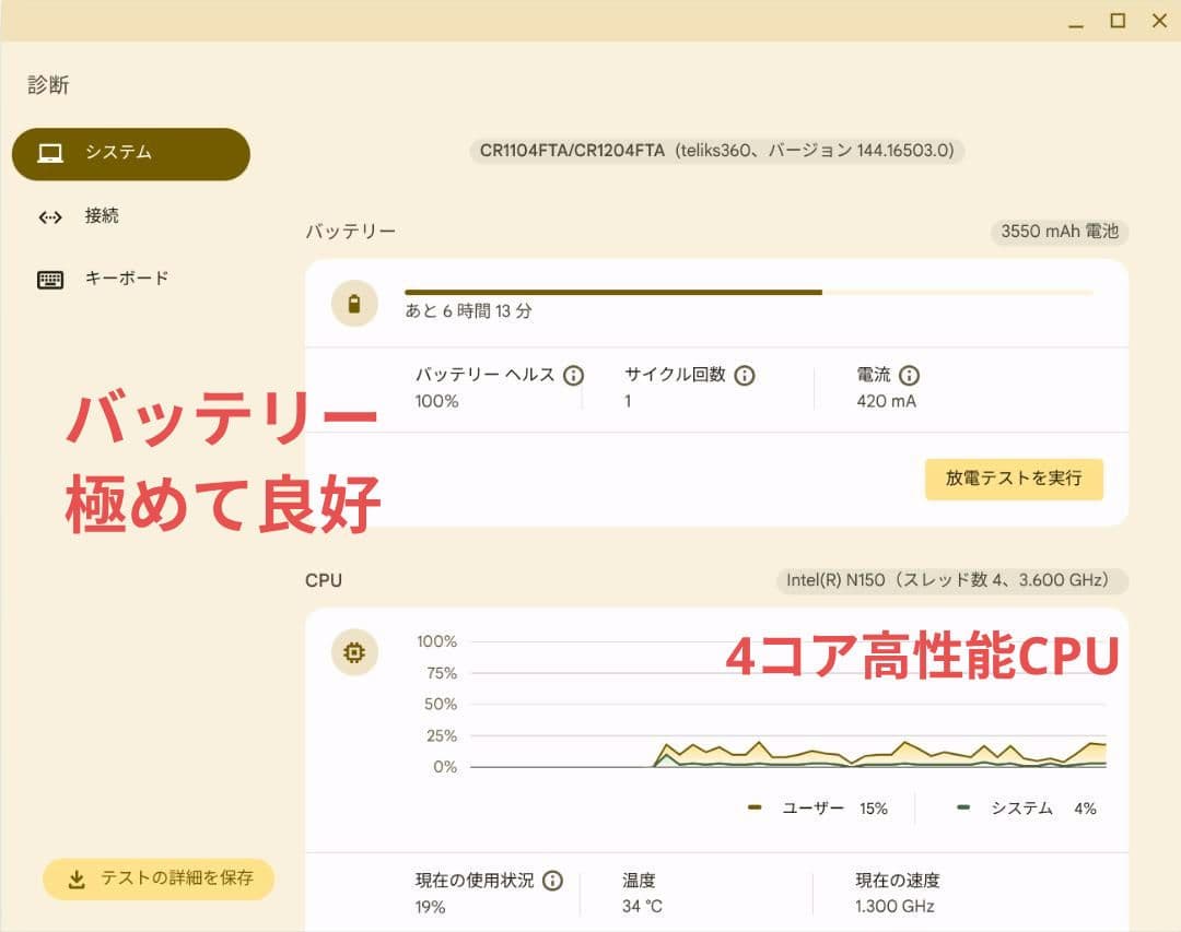 【ほぼ新品】chromebook CR12 flip、ペン内蔵、高精細