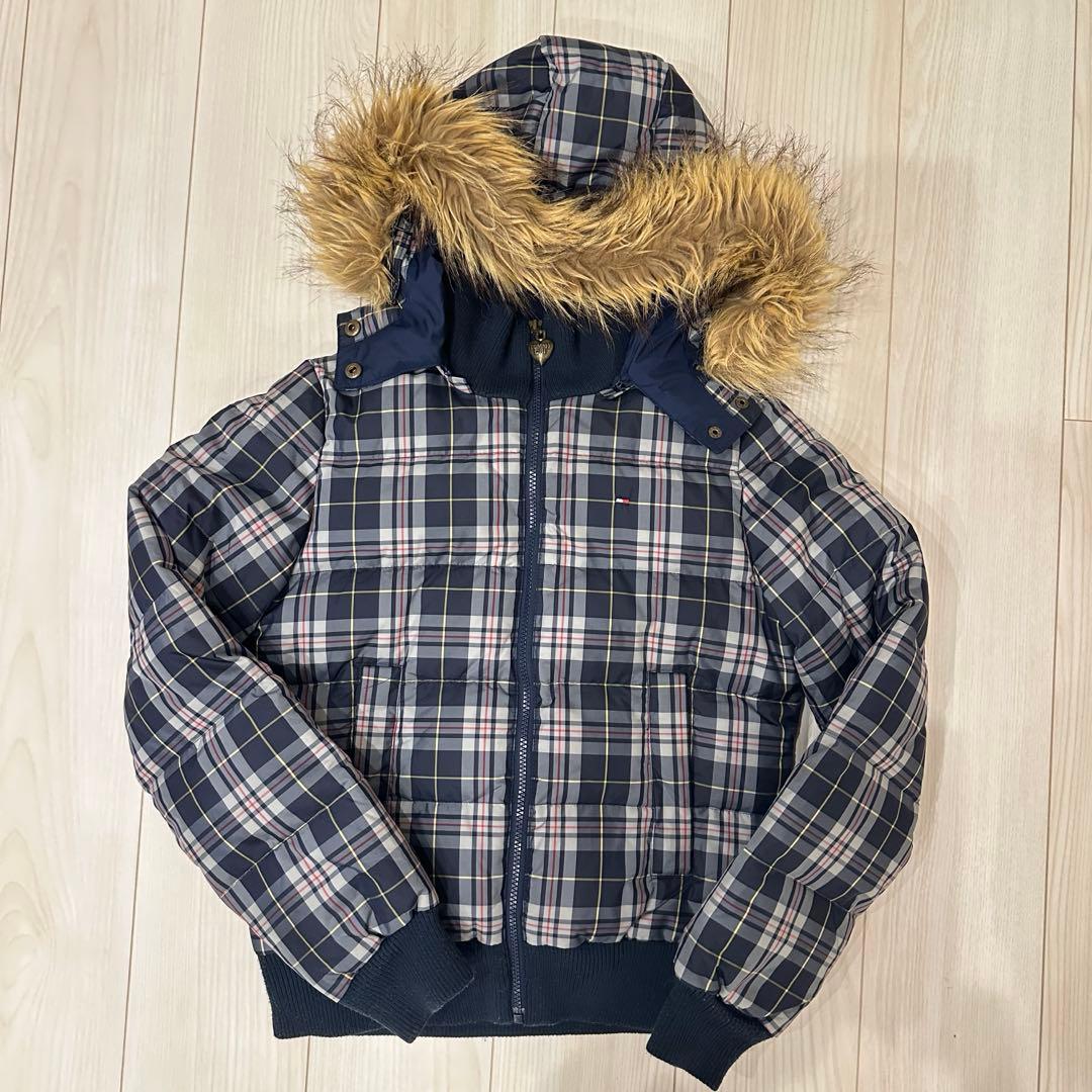 貴重！ ボリュームファー　チェック　ダウン　Mサイズ