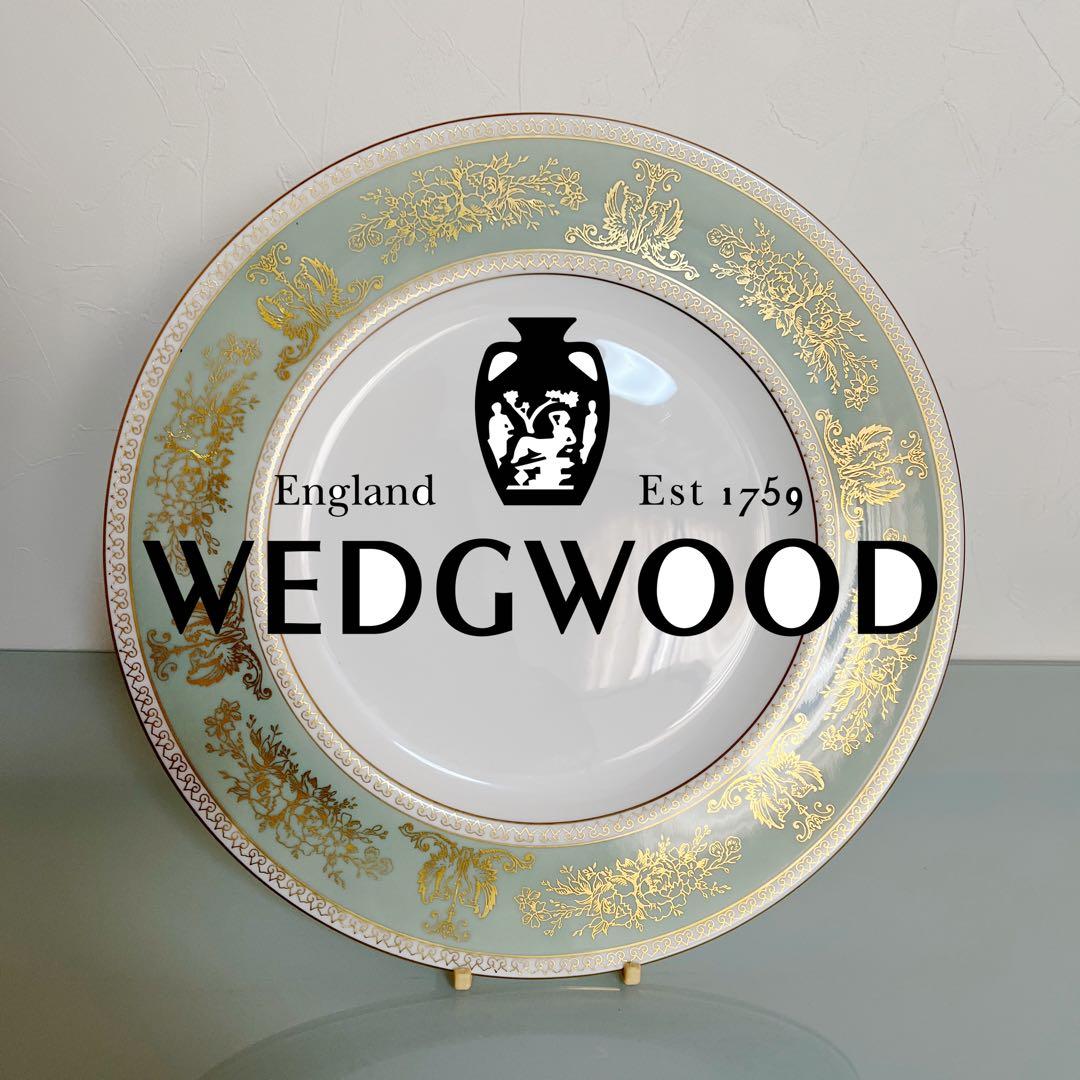 ✦ウェッジウッド ディナープレート 27.5cmセージグリーン2枚  黒壺