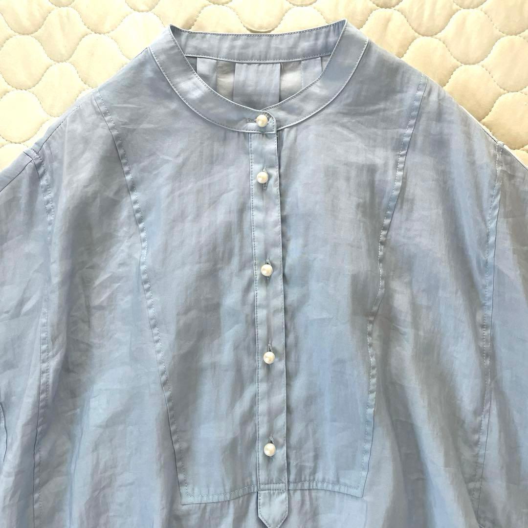 【美品】BEARDSLEY パール釦フレンチブラウス　半袖