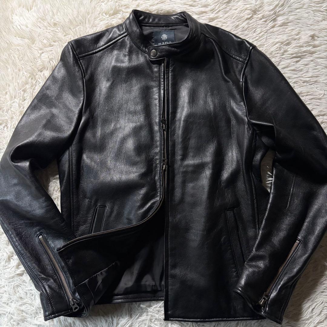 ニ*ノ様 美品✨ナノユニバース　ライダースジャケット　シングル　羊革　ブラック