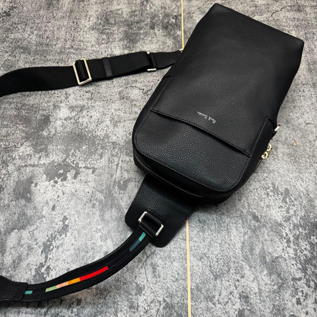 未使用級✨ポールスミス ボディバッグ マルチストライプ 斜め掛け レザー