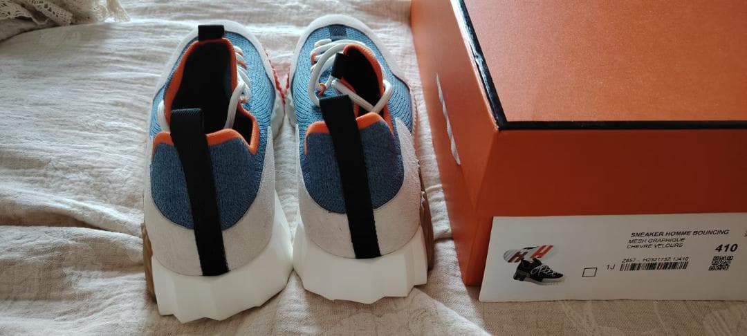 HERMES スポーツ シューズ(男性用) ハイカット 青/オレンジ