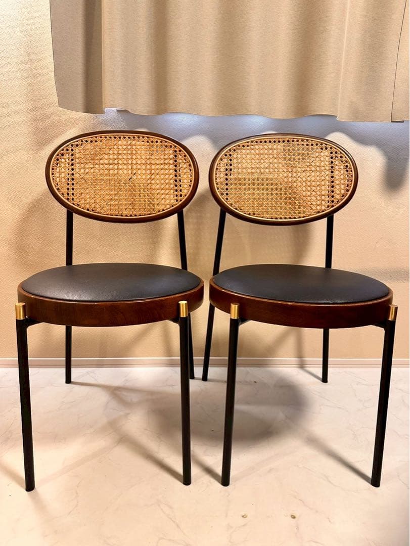 ラタンのダイニングチェア 2脚セット