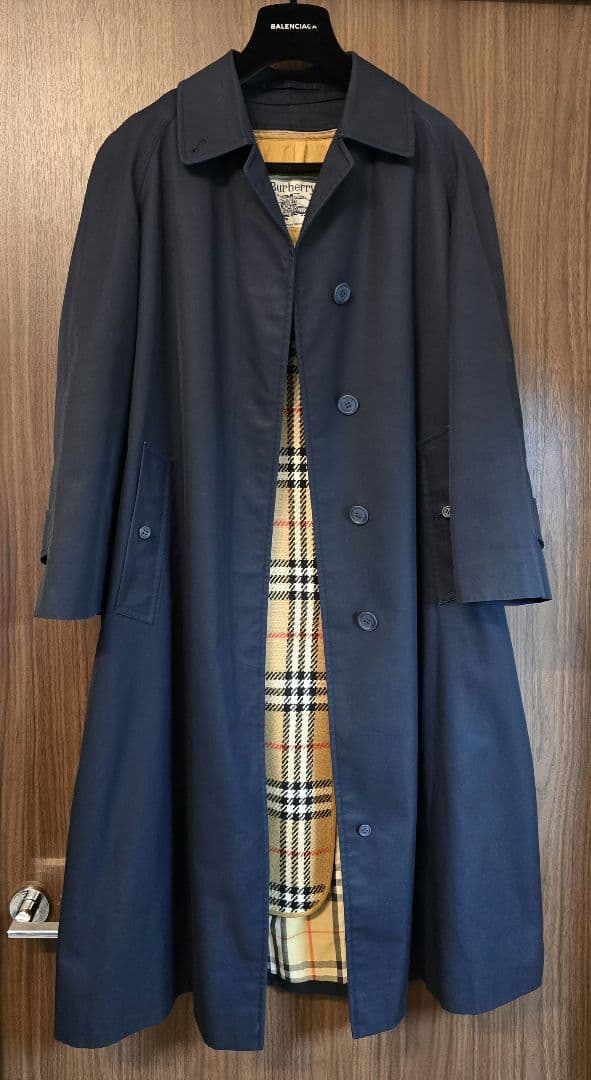 Burberrys ステンカラーコート ノバチェック ライナー付 ネイビー L