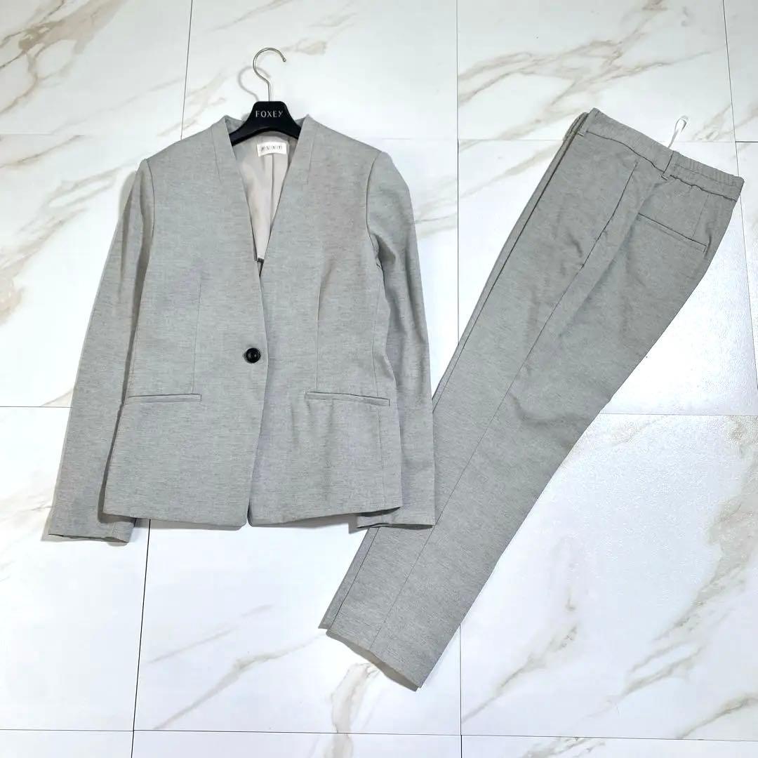 完売♡PLST 洗えるリネンブレンド カラーレスジャケット パンツセットアップ