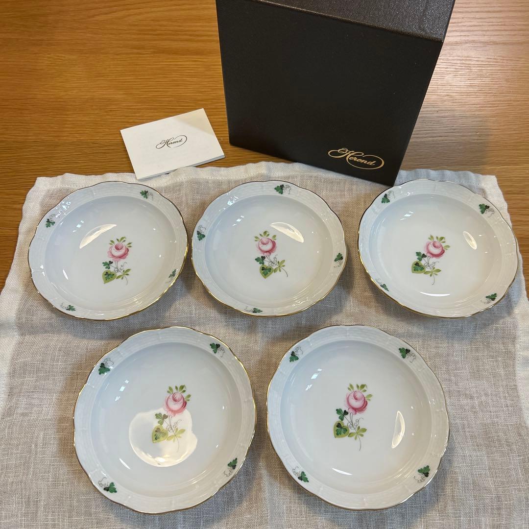 Herend ウィーンの薔薇　オリエンタルボウル　L サイズ　5枚セット　箱あり