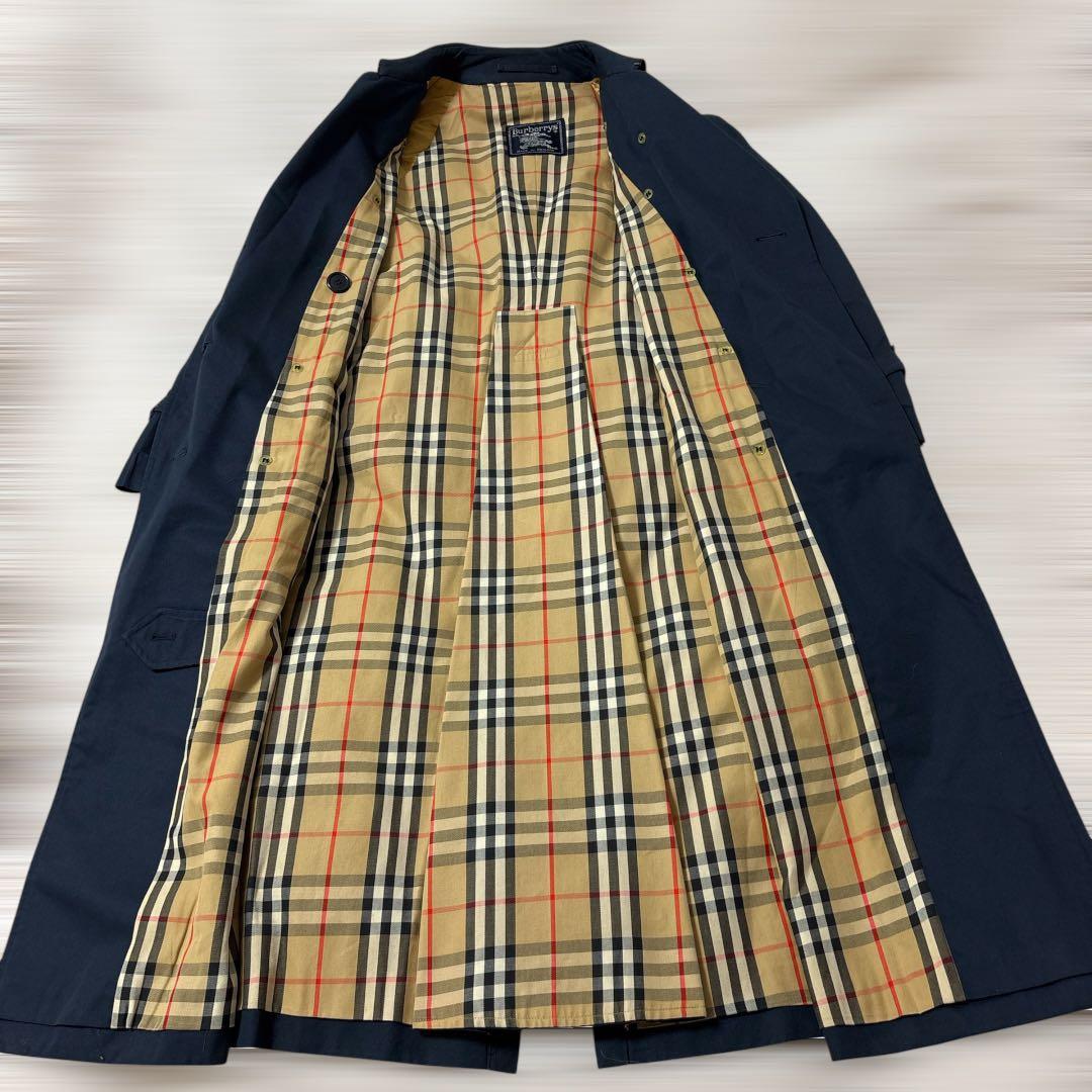 Burberrys 英国製ノバチェックトレンチロングコート ネイビー
