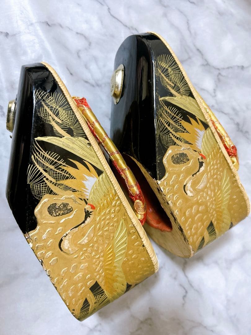 ぽっくり下駄　7歳用　20㎝　おこぼ　鶴