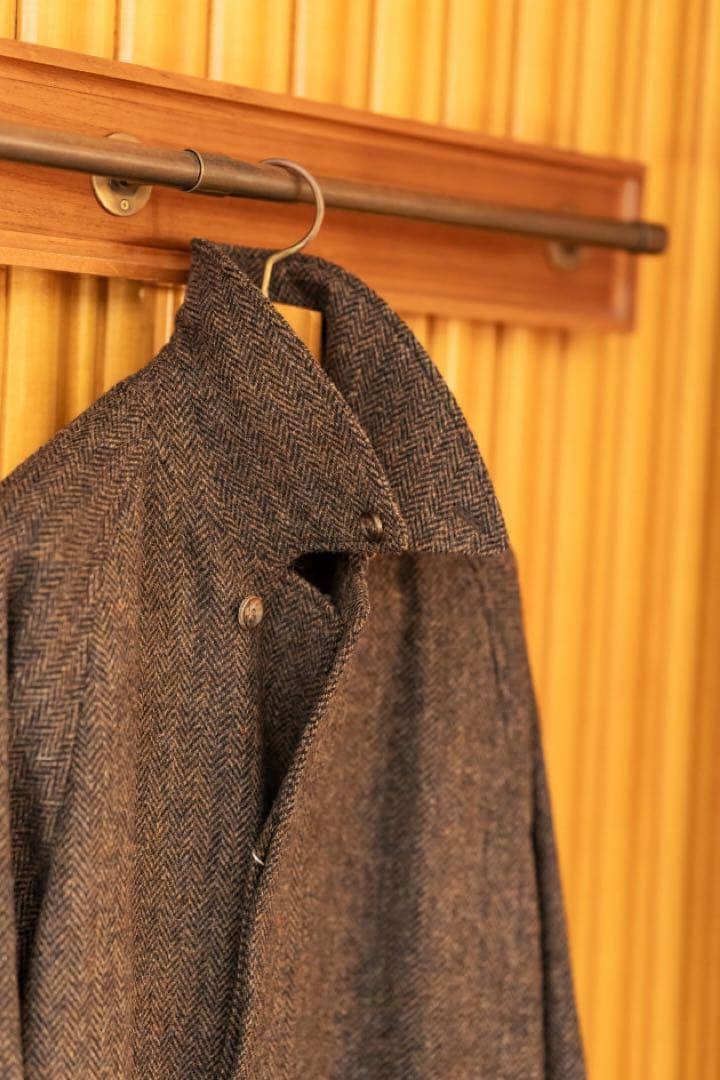 BEAMS F / HARRIS TWEED ヘリンボーン バルカラーコート