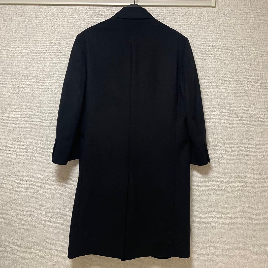 カシミヤ100％ ダブルブレステッド ブラック ロングコート サイズL〜XL