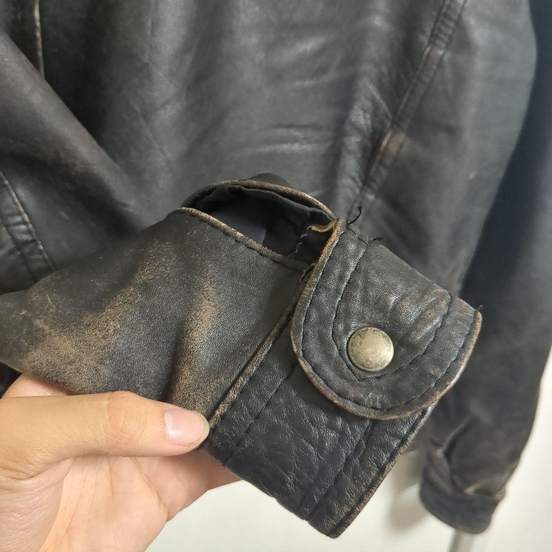 ジャケット・アウター archive faded single leather jacket