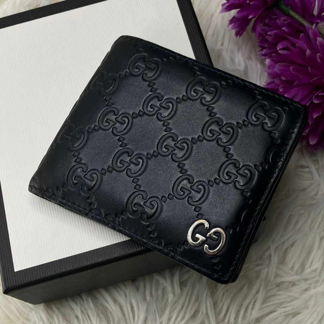 【現行品　極美品】GUCCI グッチ　シマ　ドリアン　二つ折り　財布　ブラック