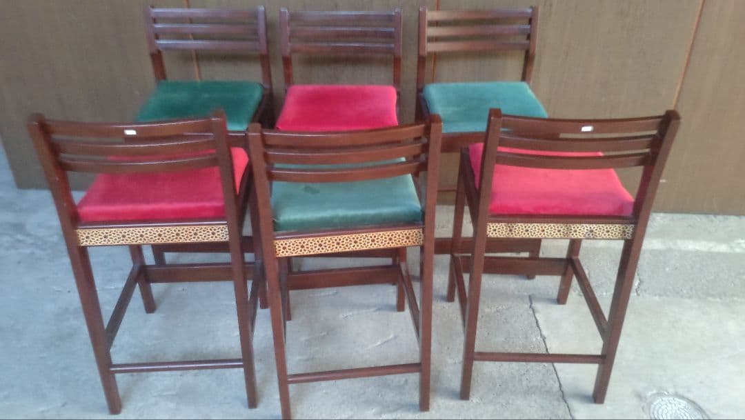 引き取りのみ！カウンターチェア 6脚セット 木製タイ産木材オーダーメイド 中古
