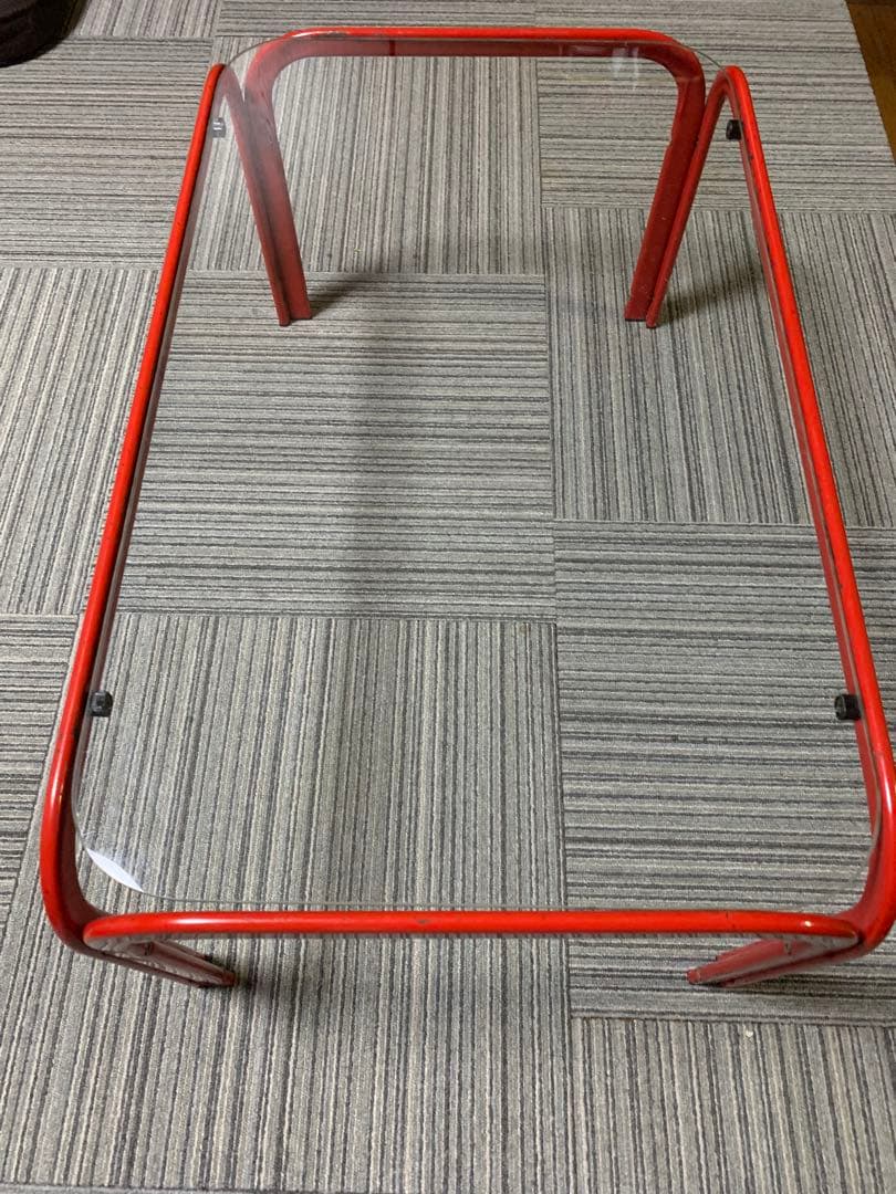 昭和レトロ　ガラステーブル　赤