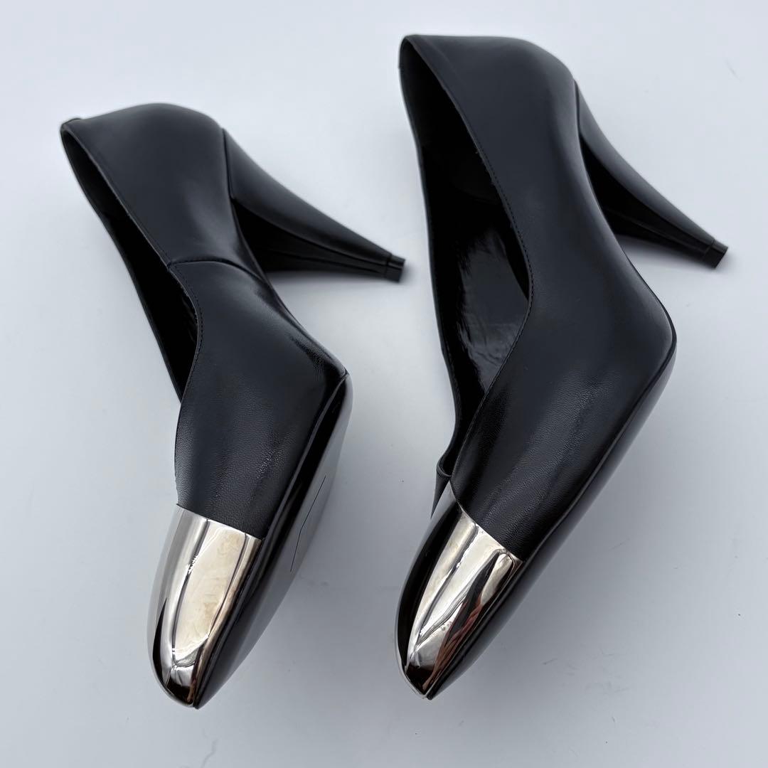 美品　CELINE エディ期　レザー　パンプス　メタルトゥ　ヒール　ポインテッド
