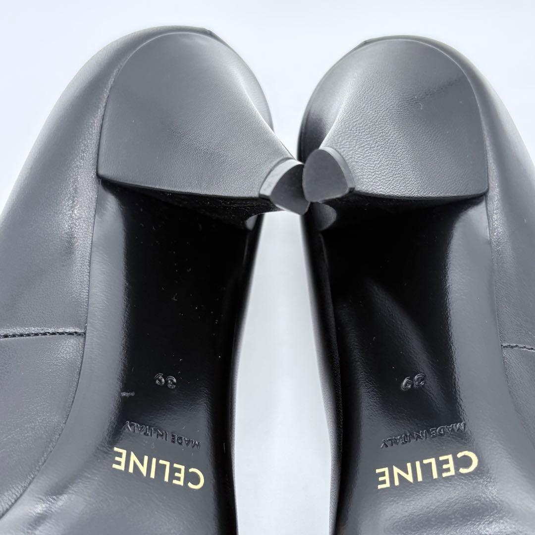 美品　CELINE エディ期　レザー　パンプス　メタルトゥ　ヒール　ポインテッド