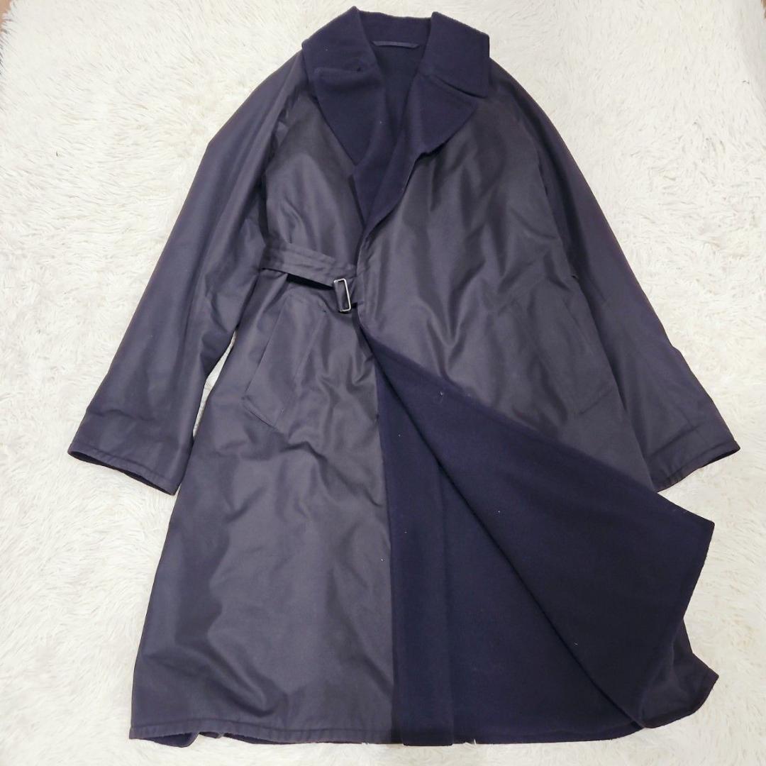 美品 サイズ2 15aw タイロッケンコート コモリ ウールナッピング 紺 黒