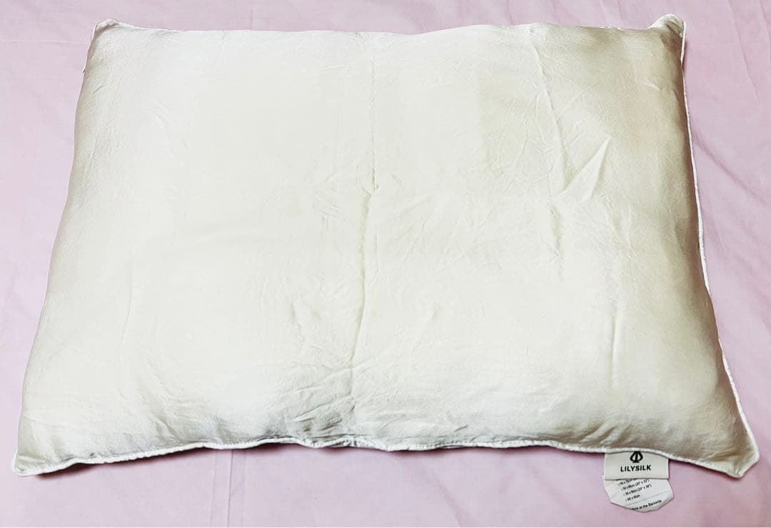 LILYSILK シルク枕 ホワイト 2点セット 50x70 真綿充填　カバー付