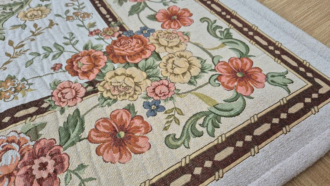 [値下]アンティークフラワー ジャカード ラグ 230×170cm／高密度織り