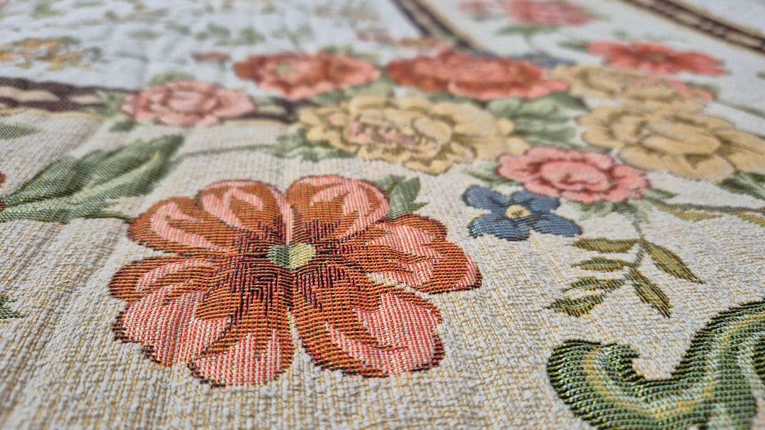 [値下]アンティークフラワー ジャカード ラグ 230×170cm／高密度織り