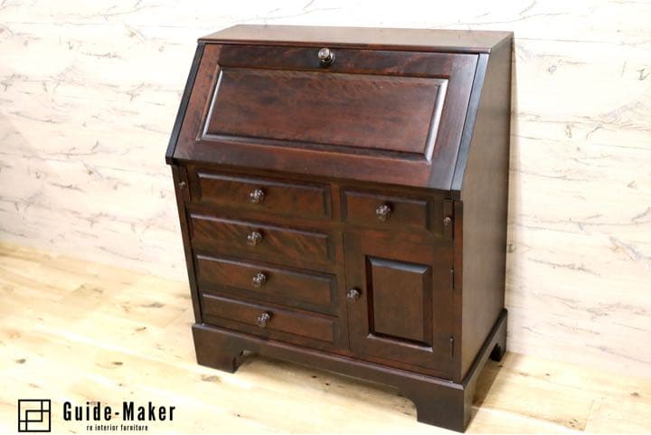 GMFK632○北海道民芸家具 ライティングビューロー デスク 学習机 書斎机