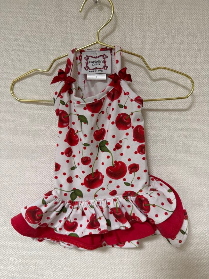 シャーロットドレス　チェリー柄フリルドレス 小型犬用