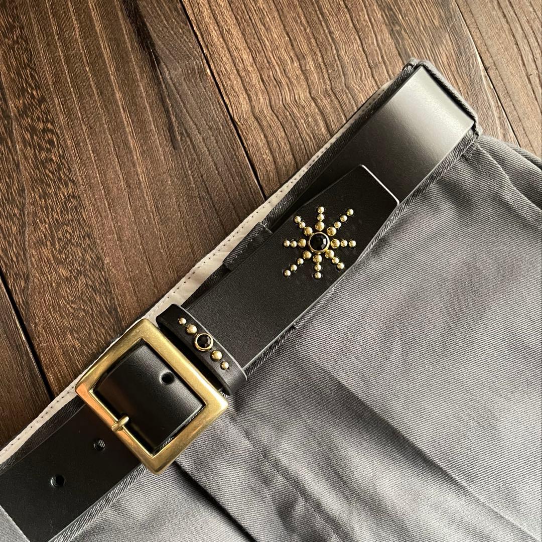 スタッズギャリソンベルト　牛ヌメ　真鍮　38mm HTC CALEE