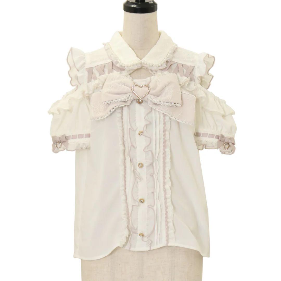 【LIZLISA】BIGリボンオープンショルダーブラウス