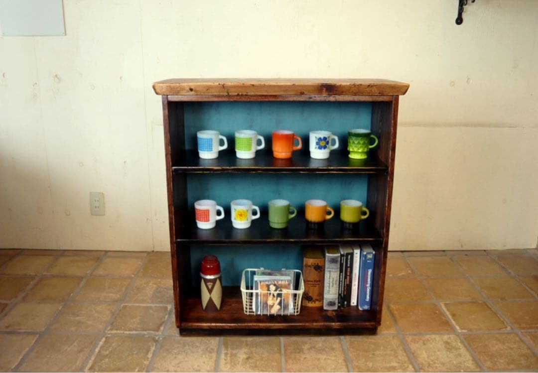 レトロ木製シェルフ 3段