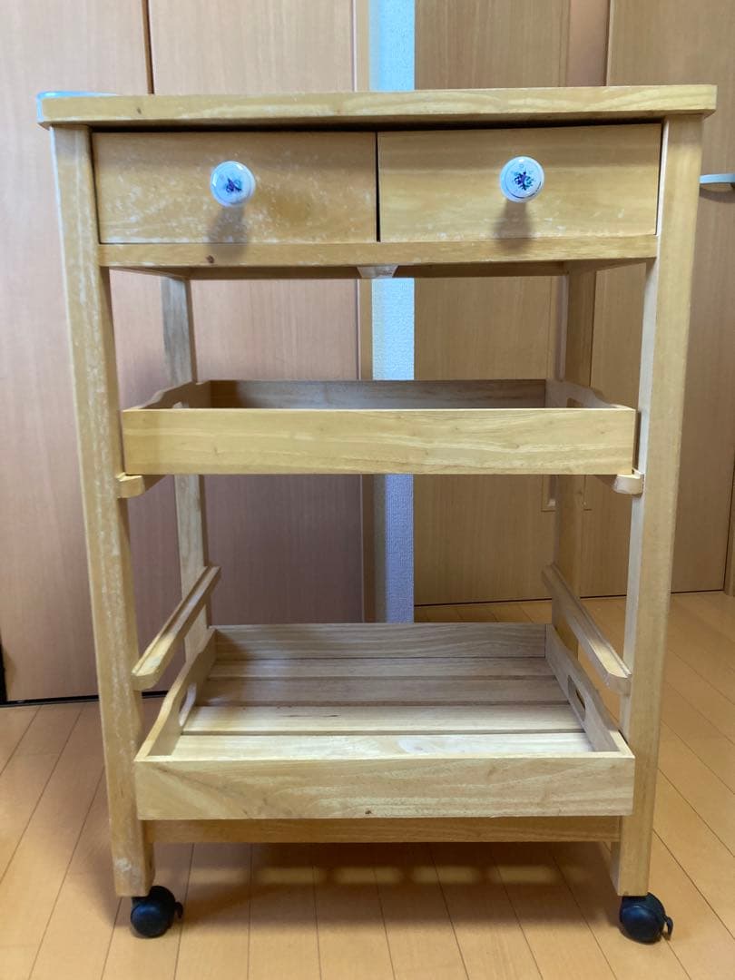 ★東京引取5千円引 木製キッチンワゴン