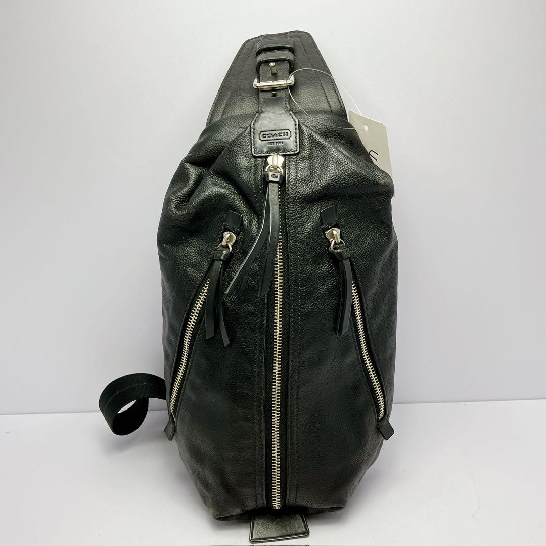 3427○ COACH ブラック レザー ボディバッグ