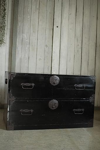 綺麗な丸金具庄内箪笥　2段　中桐　タンス　収納　古家具　古民家　時代家具