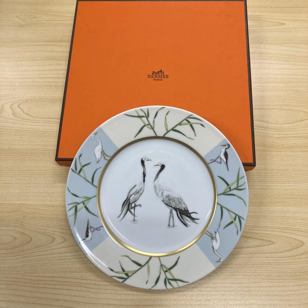 エルメス 鶴と竹の皿 専用箱付き