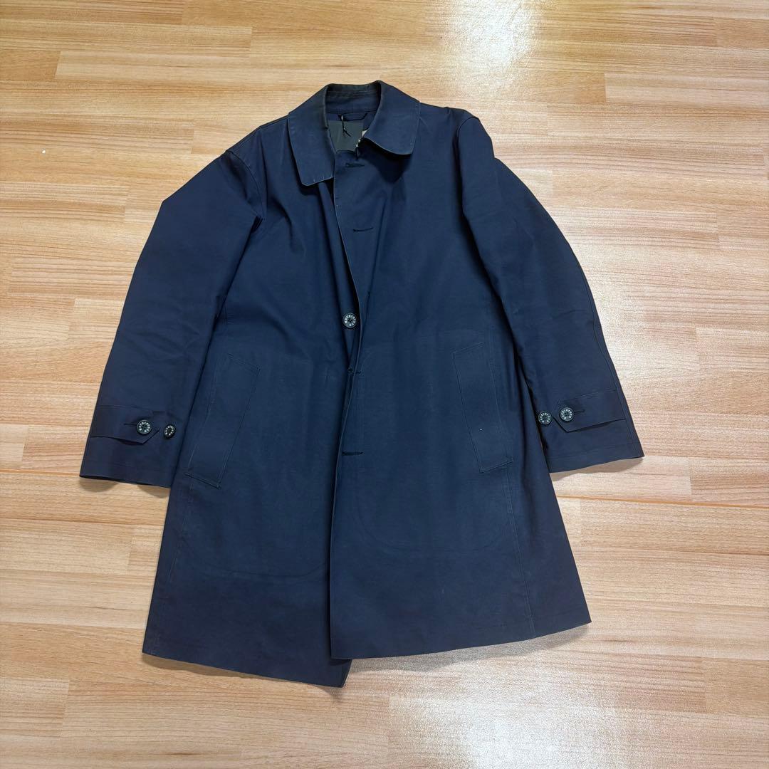 Macintosh London ゴム引きステンカラーコート チェック裏地