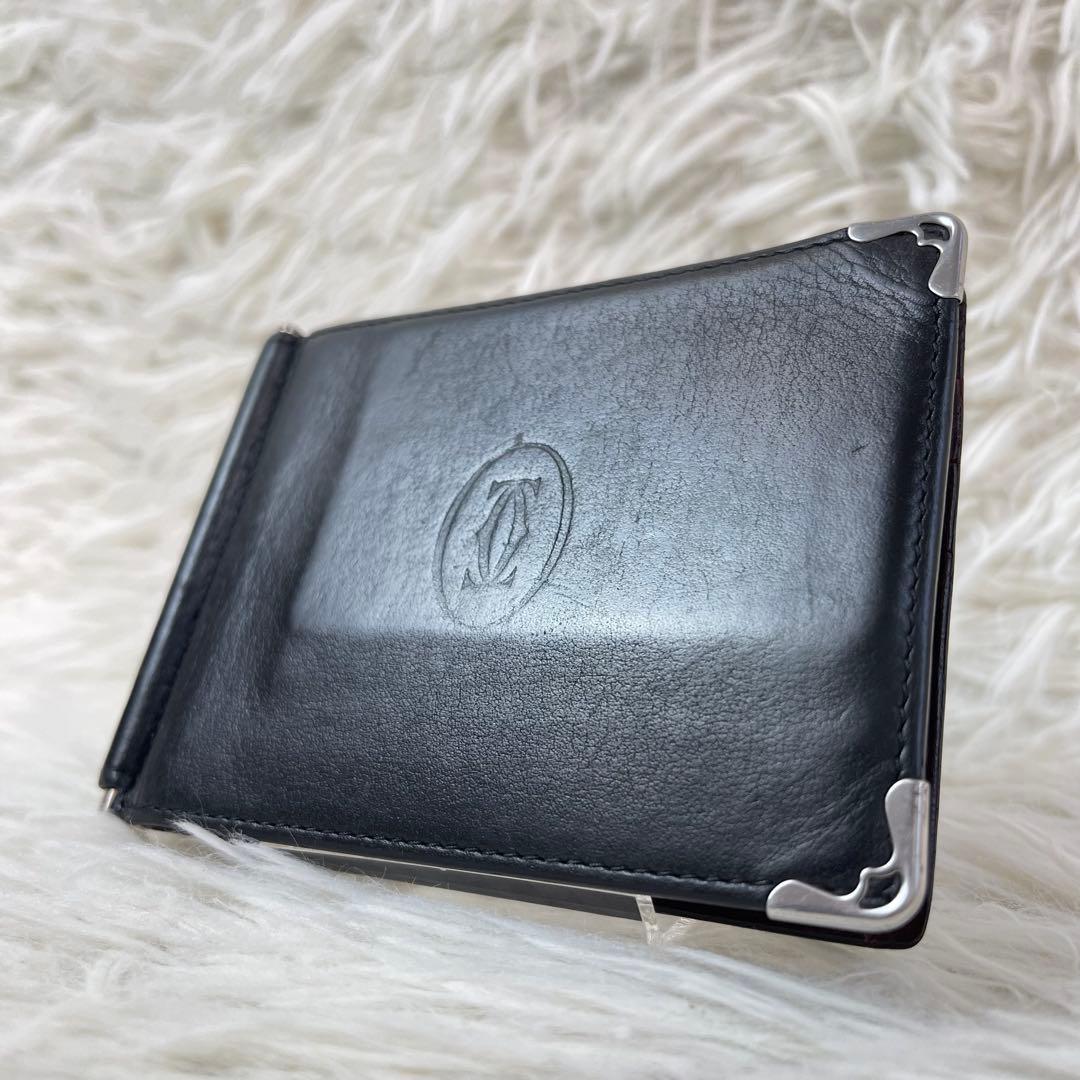 美品 Cartier カルティエ マスト ドゥ マネークリップ 二つ折り 希少黒