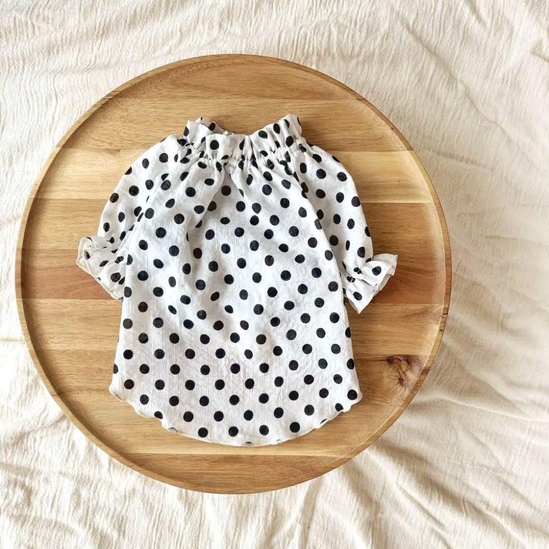 犬服 ドッグウェア ハンドメイド犬服 ドット柄 チュニック ブラウス