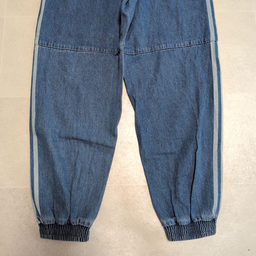 【極美品】アディダス デニム トラックパンツ M 三本線 ブラックピンク