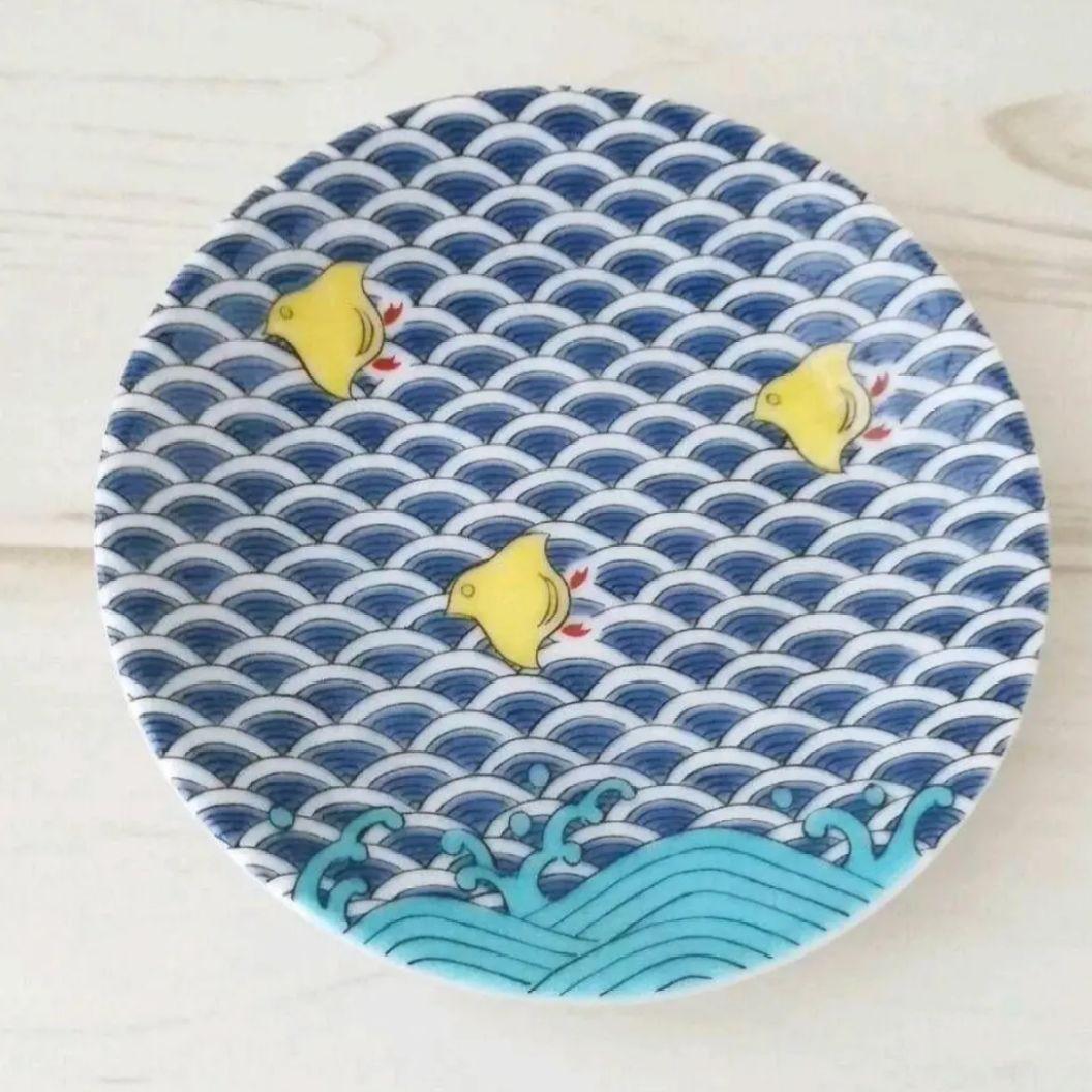 新品　九谷焼　縁起豆皿　千鳥