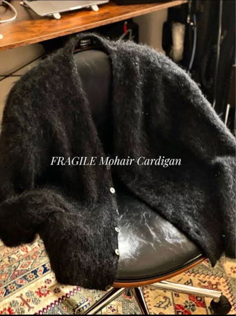 lemontea FRAGILE モヘアカーディガン 黒