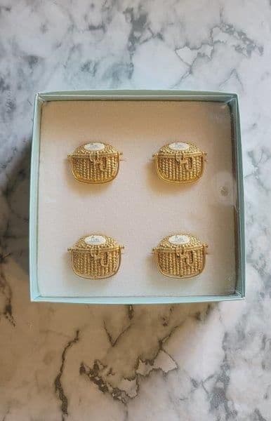 ナンタケットバスケット　ナプキンリング ４個セット　箱入り ゴールド