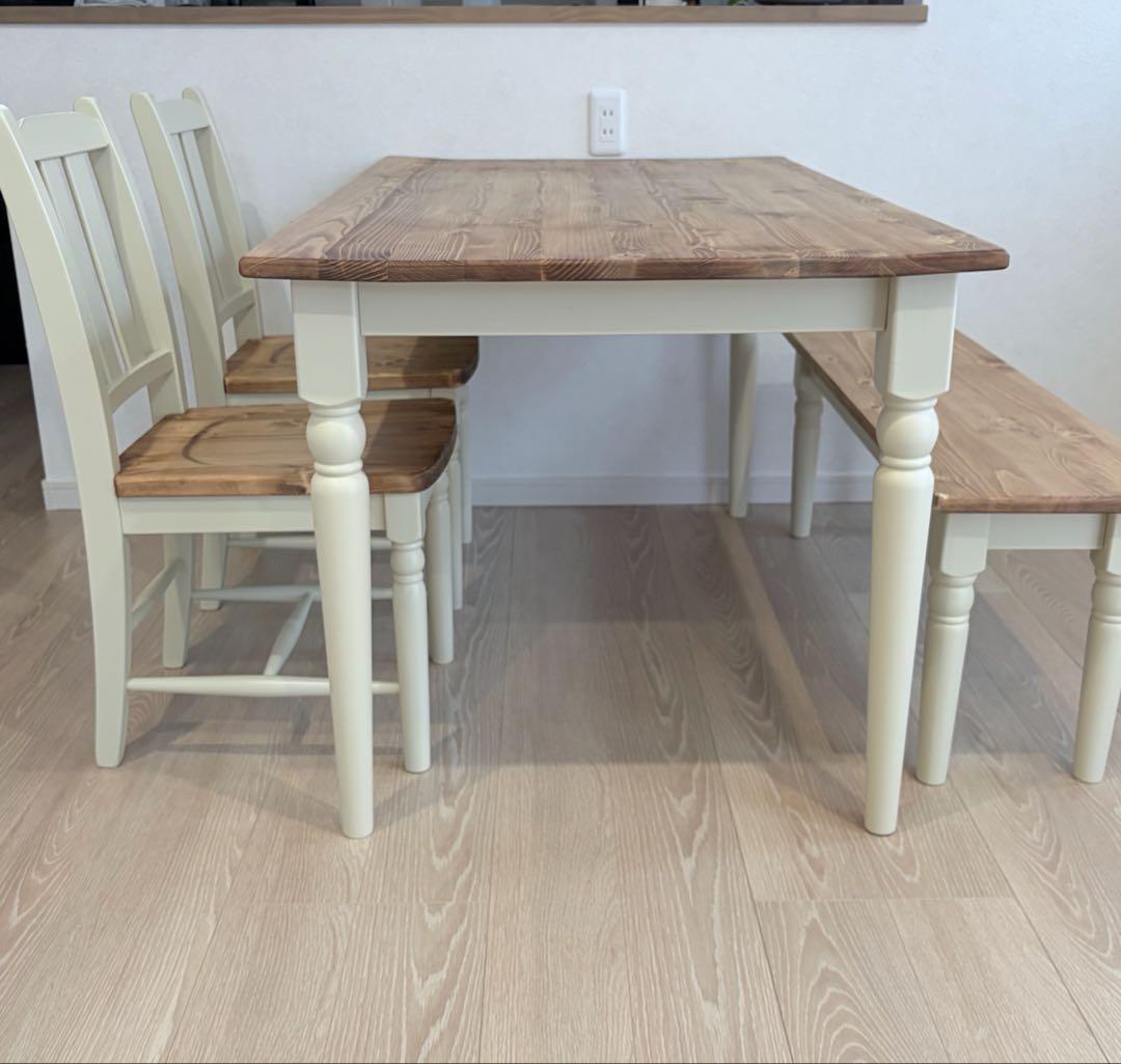 『1週間限定出品』フレンチカントリーダイニング4点セット　①ダイニングテーブル