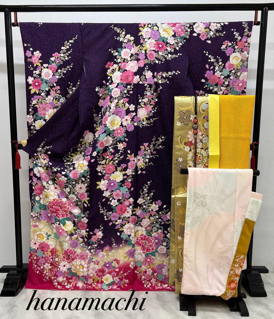 振り袖　フルセット　別誂長襦袢　成人式　金彩加工　刺繍入り　銀通し　758