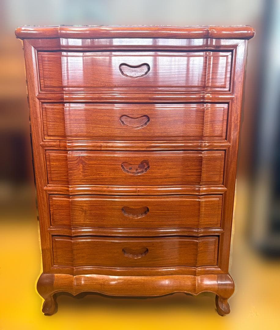 英国クラシック様式 5段チェスト 花梨材 猫脚