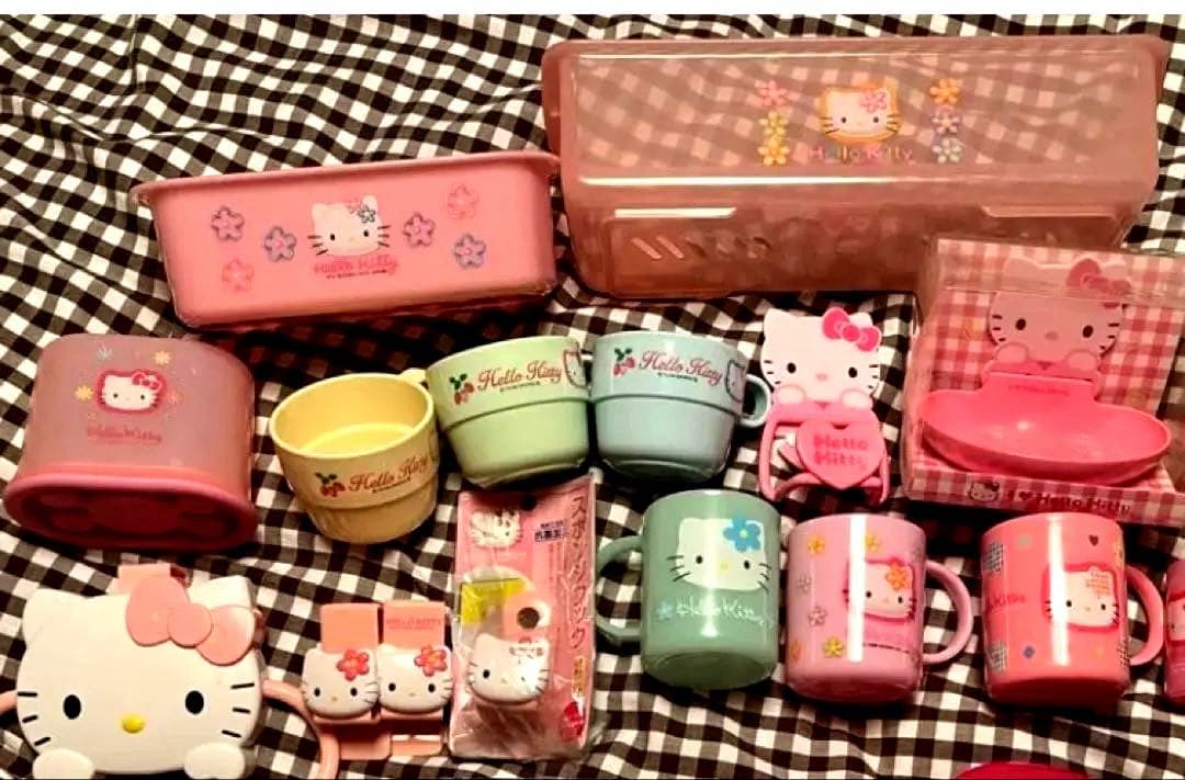 キティ　レトロ　カオハナ　トレイ　小物入れ　歯ブラシ　スポンジホルダー　ピンク