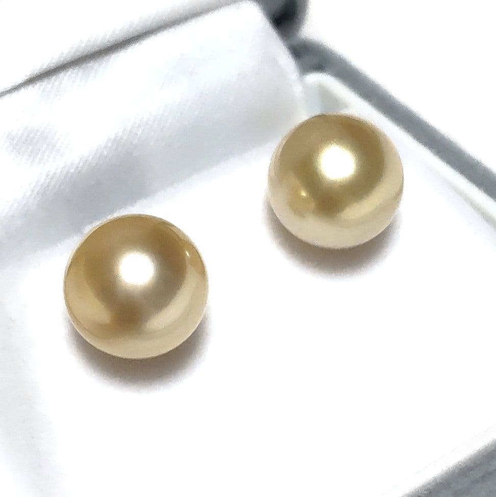 試着のみ♡k18♡神秘的で優しく美しい♡南洋ゴールデンパール♡シンプルピアス